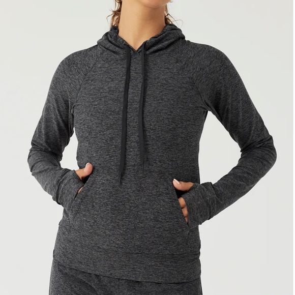 Outdoor Voices All Day CloudKnit Hoodie M charcoal loungewear with thumb holes - Picture 1 of 9